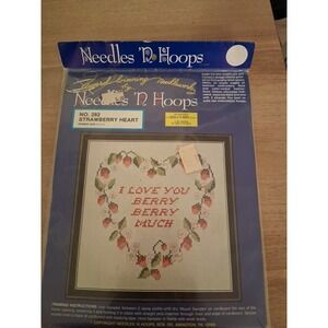 Needles N Hoops Cross Stitch Kit Strawberry Heart "I Love You Berry Much"